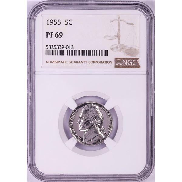1955 Proof Jefferson Nickel Coin NGC PF69