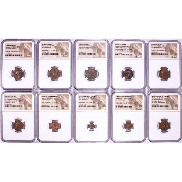 Lot of (10) Ancient Roman Empire Coins NGC Certified