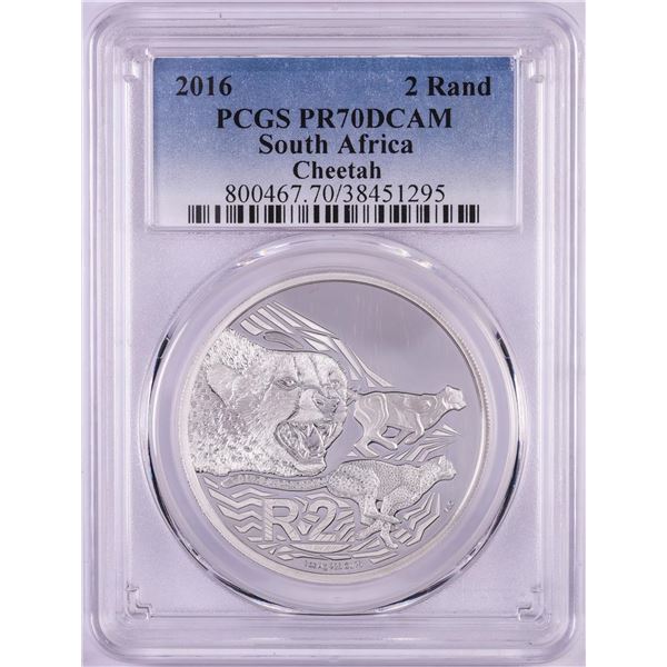 2016 Proof South Africa 2 Rand Cheetah Silver Coin PCGS PR70DCAM