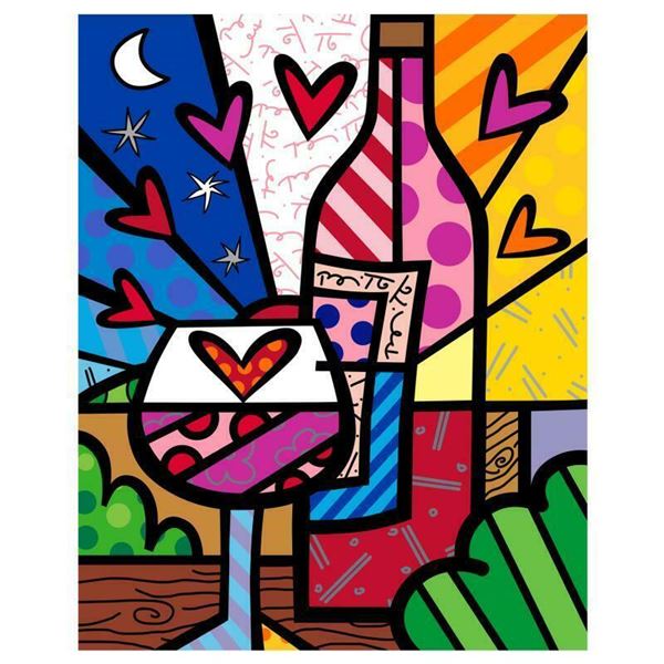 Romero Britto "Rose All Day" Limited Edition Giclee on Canvas