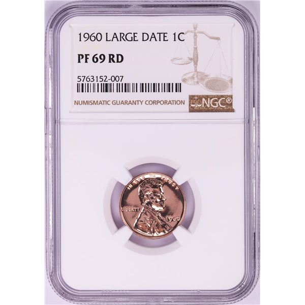 1960 Large Date Proof Lincoln Memorial Cent Coin NGC PF69RD