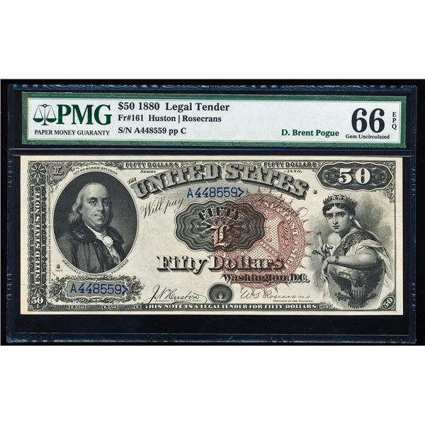 1880 $50 Legal Tender Note Fr.161 PMG Gem Uncirculated 66EPQ