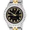 Image 1 : Rolex Men's Two Tone Black VS 3CTW Channel Set Diamond Datejust Wristwatch