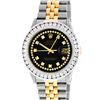 Image 2 : Rolex Men's Two Tone Black VS 3CTW Channel Set Diamond Datejust Wristwatch