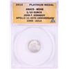 Image 1 : 2014 Proof 1/10 oz Platinum JFK Apollo 11 Anniversary Medal ANACS MS68