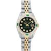 Image 2 : Rolex Ladies Two Tone Green Vignette Diamond & Emerald Datejust Wristwatch