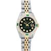 Image 2 : Rolex Ladies Two Tone Green Vignette Diamond & Emerald Datejust Wristwatch