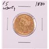Image 1 : 1880 $5 Liberty Head Half Eagle Gold Coin