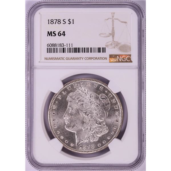 1878-S $1 Morgan Silver Dollar Coin NGC MS64