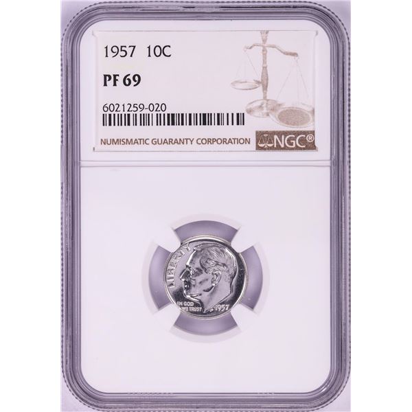 1957 Proof Roosevelt Dime Coin NGC PF69