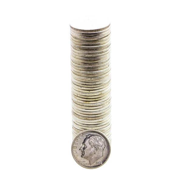 Roll of (50) Brilliant Uncirculated Mixed Date Roosevelt Dime Coins