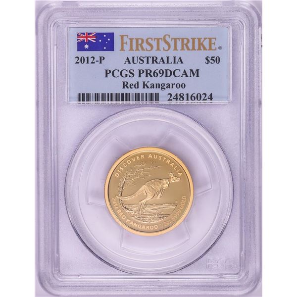 2012-P $50 Australia Red Kangaroo Proof Gold Coin PCGS PR69DCAM First Strike