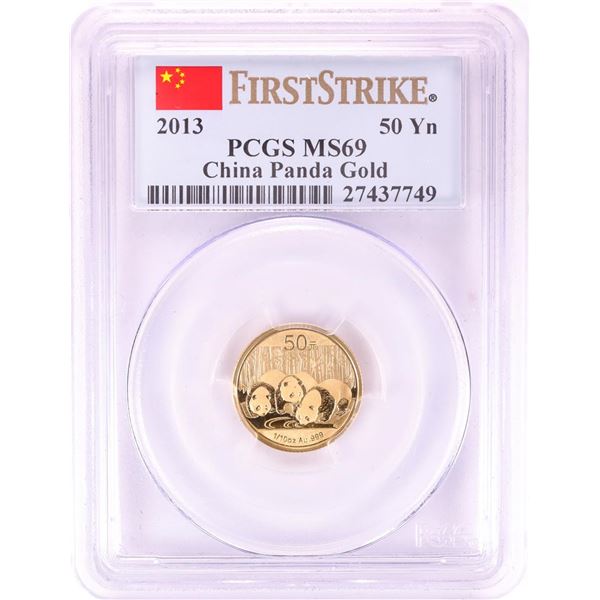 2013 China 50 Yuan 1/10 oz Gold Panda Coin PCGS MS69 First Strike