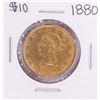 Image 1 : 1880 $10 Liberty Head Eagle Gold Coin - Rim Filed