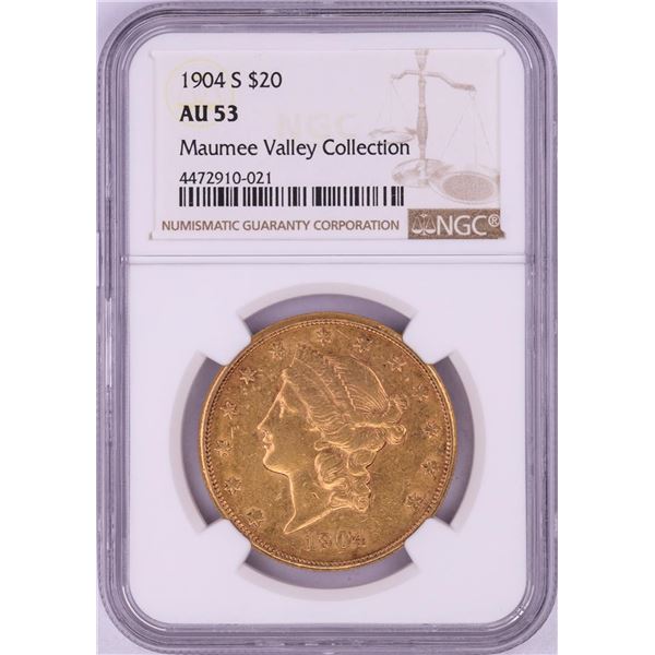 1904-S $20 Liberty Head Double Eagle Gold Coin NGC AU53