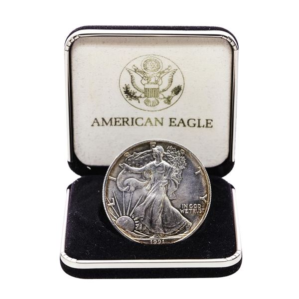 1991 $1 American Silver Eagle Coin in Box