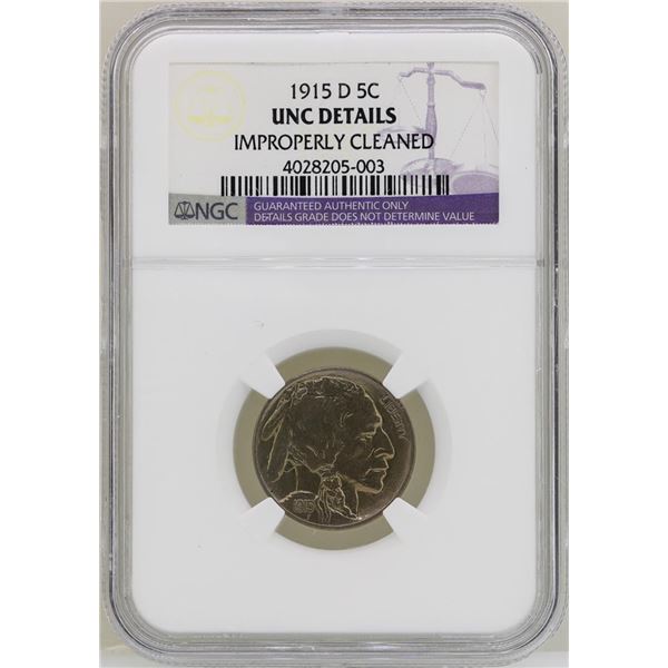 1915-D Buffalo Nickel Coin NGC Uncirculated Details