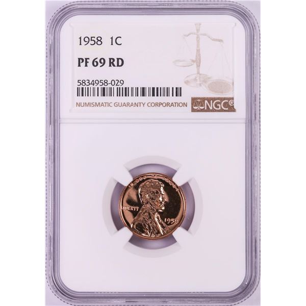 1958 Proof Lincoln Wheat Cent Coin NGC PF69RD