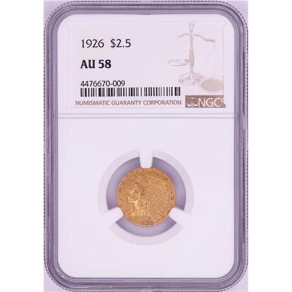 1926 $2 1/2 Indian Head Quarter Eagle Gold Coin NGC AU58