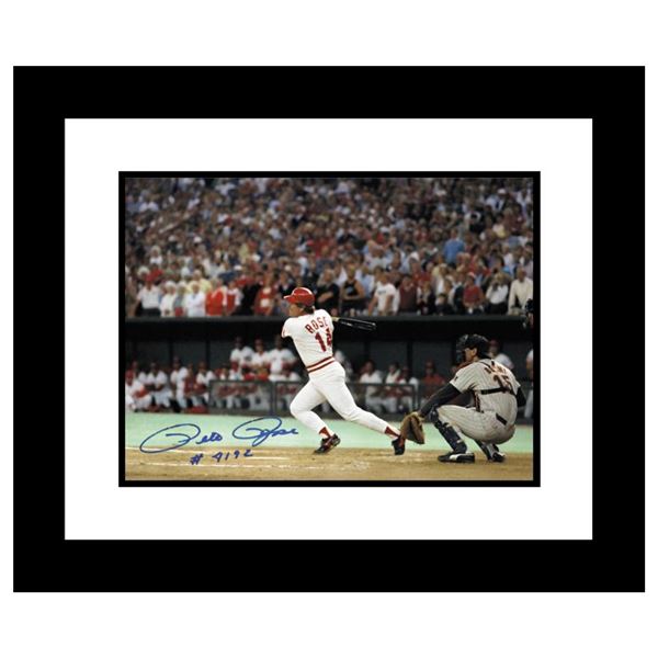 "Pete Rose 4192" Framed Photograph of Pete Rose Hitting his Record Breaking Hit