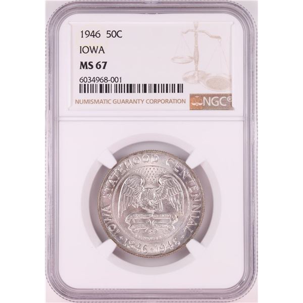 1946 Iowa Centennial Commemorative Half Dollar Coin NGC MS67