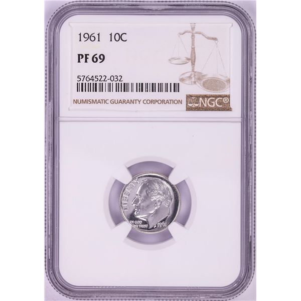 1961 Proof Roosevelt Dime Coin NGC PF69