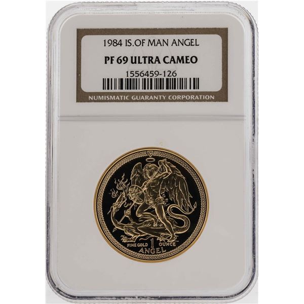 1984 Isle of Man Angel Gold Coin NGC PF69 Ultra Cameo