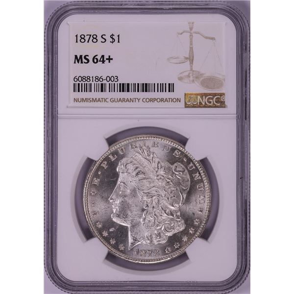 1878-S $1 Morgan Silver Dollar Coin NGC MS64+