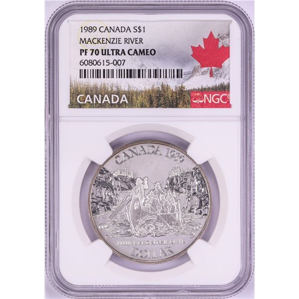 1989 $1 Proof Canada Mackenzie River Silver Dollar Coin NGC PF70 Ultra Cameo