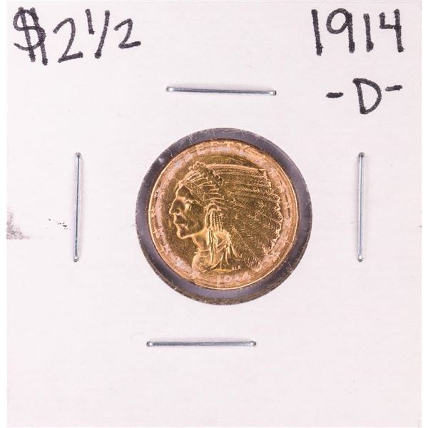 1914-D $2 1/2 Indian Head Quarter Eagle Gold Coin - Ex Jewelry