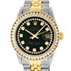 Image 2 : Rolex Men's Two Tone Green String Princess Cut Diamond Datejust Wristwatch