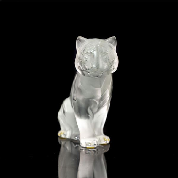 Lalique Crystal Animal Figurine, Sitting Tiger