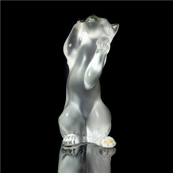 Lalique Crystal Figurine, Laughing Playing Cat 1217200
