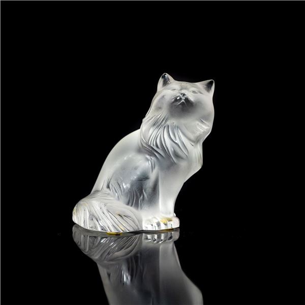 Lalique French Crystal Figurine, Heggie Cat 11796