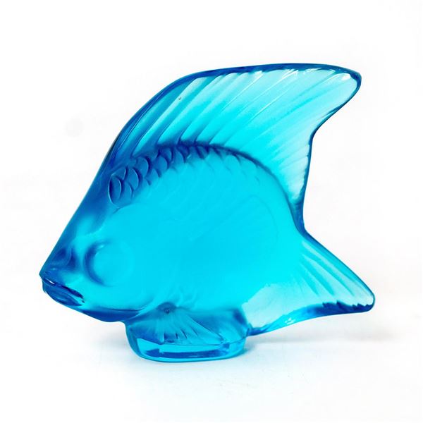 Vintage Lalique Art Glass Fish Figurine, Blue Angelfish