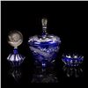 Image 2 : 3pc SMALL CUT TO CLEAR COBALT BLUE PERFUME AND BOWL