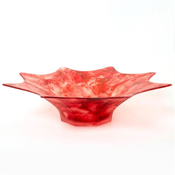 Original Lavorazione Murano Glass, Red 8 Point Bowl