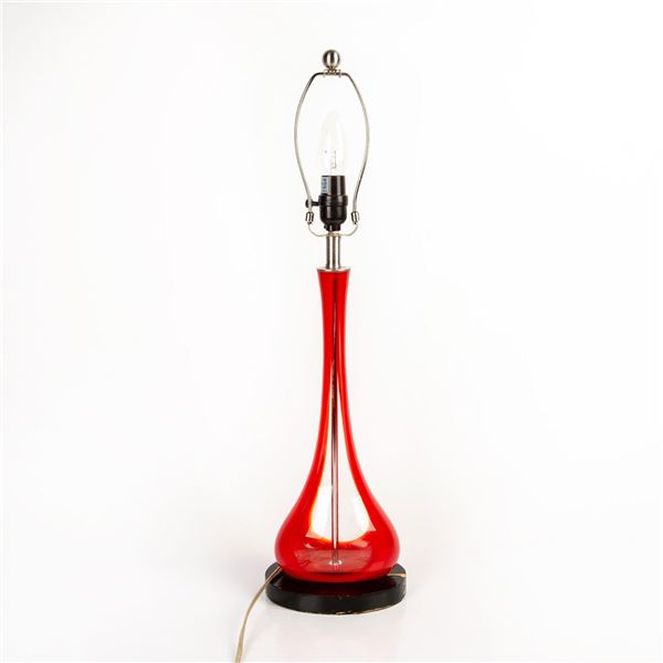 Elongated Red Glass Lamp