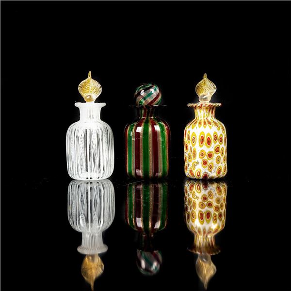 3pc Decorative Glass Bottles with Stoppers