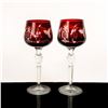 Image 1 : Set of 2 Godinger Crystal Wine Glasses, Crystal Legends Ruby