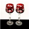 Image 2 : Set of 2 Godinger Crystal Wine Glasses, Crystal Legends Ruby