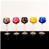 Image 1 : Set of 5 Colored Crystal Wine Goblets, Grapes and Leaves