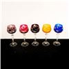 Image 2 : Set of 5 Colored Crystal Wine Goblets, Grapes and Leaves