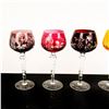 Image 3 : Set of 5 Colored Crystal Wine Goblets, Grapes and Leaves