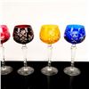 Image 4 : Set of 5 Colored Crystal Wine Goblets, Grapes and Leaves