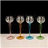 Image 2 : Set of 4 Vintage Crystal Etched Stemmed Cordial Glasses