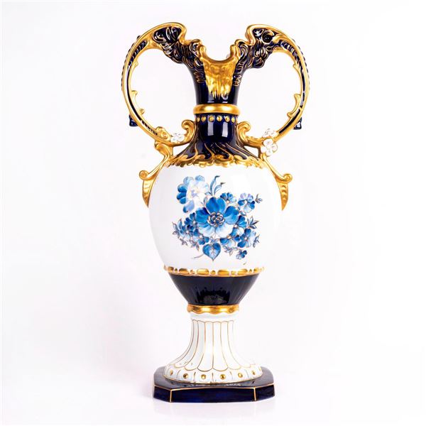 Royal Dux Bohemia Porcelain Cobalt Blue Ornamental Vase