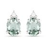 Image 1 : 0.64 Carat Genuine Green Sapphire and White Diamond .925 Sterling Silver Earrings