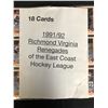 Image 2 : 1991-92 RICHMOND VIRGINIA RENEGADES of the EAST COAST HOCKEY LEAGUE CARD LOT