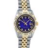 Image 2 : Rolex Mens 2 Tone Blue Vignette String Pyramid Diamond Datejust Wristwatch